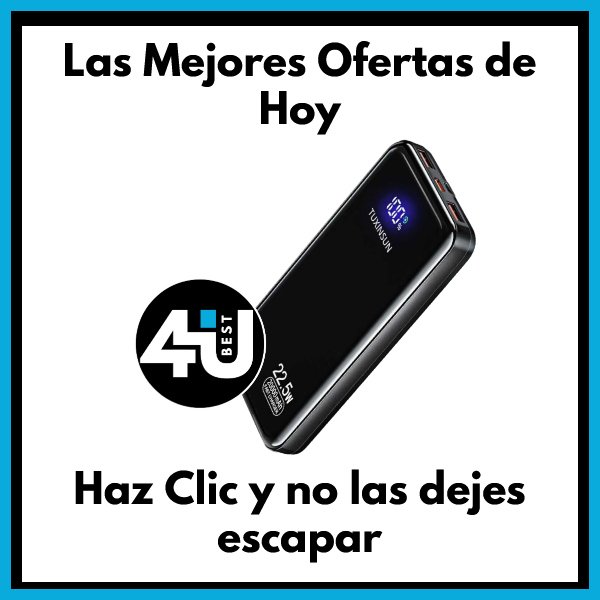 Banner publicitario con power bank. Las mejores ofertas de hoy en 4YouBest.com – Haz clic y no las dejes escapar.