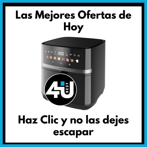 Banner publicitario para ofertas en freidoras de aire. Las mejores ofertas de hoy en 4YouBest.com – Haz clic y no las dejes escapar.